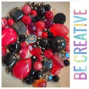 Beads Jewelry Making Bead Soup Beading‎ DIY Crafts Red Black Silver BC24
